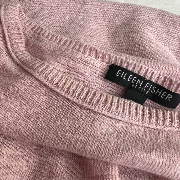 Eileen Fisher Sweater PP Petite Linen Cotton Pink Long Sleeve Crew Neck Solid - Picture 13 of 16